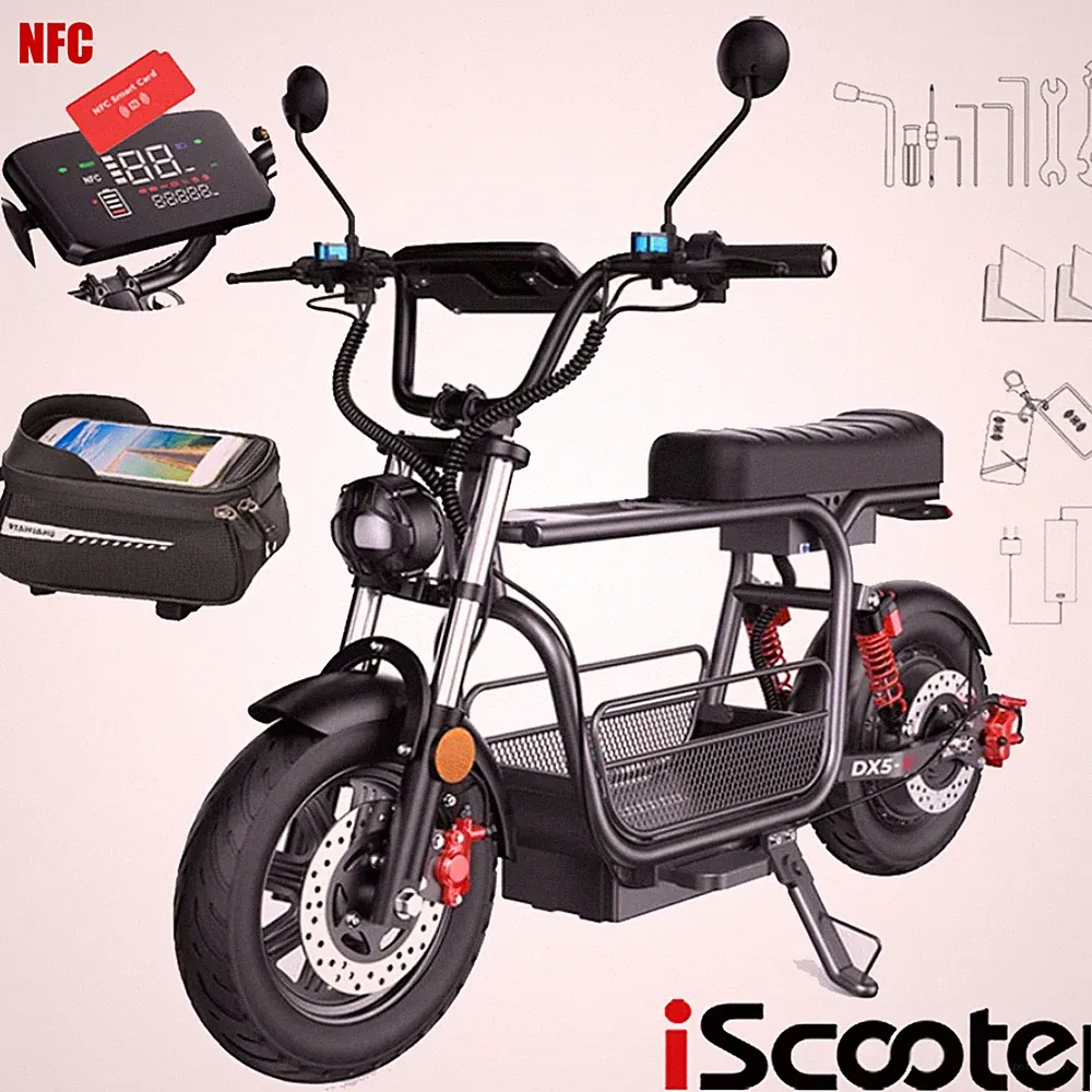 DX5 Elektroroller mit Einkaufskorb Off-Road 1500W 15,6Ah AKKU E-Scooter mit NFC