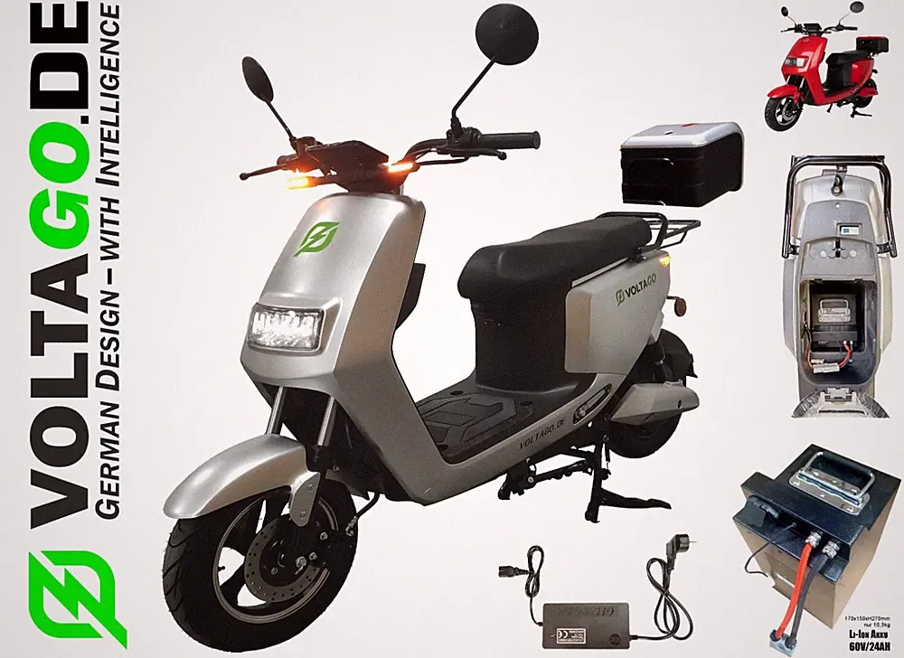 E-Roller 45km/h nur 55kg für 2 Personen! mit 60V24Ah WECHSEL-Akku VS:€40,-/Jahr