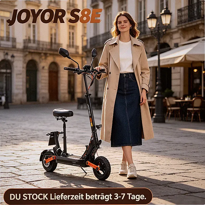 E-Scooter DE JOYOR S8-E Elektroroller 10" Verstellbarer Sitz 500W 26AH Faltbarer