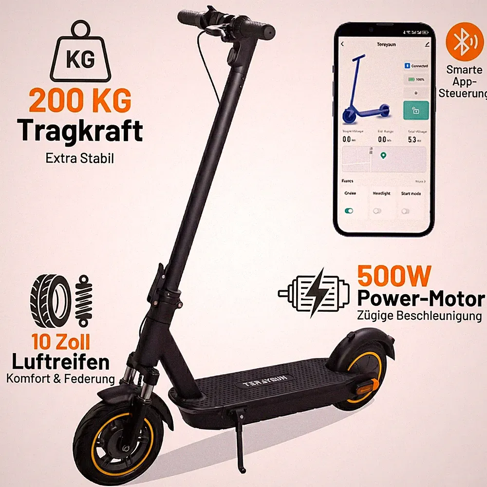 E-Scooter Elektroroller 500W 36V 15Ah 10 Zoll Faltbar 200kg Belastbar 35km/h