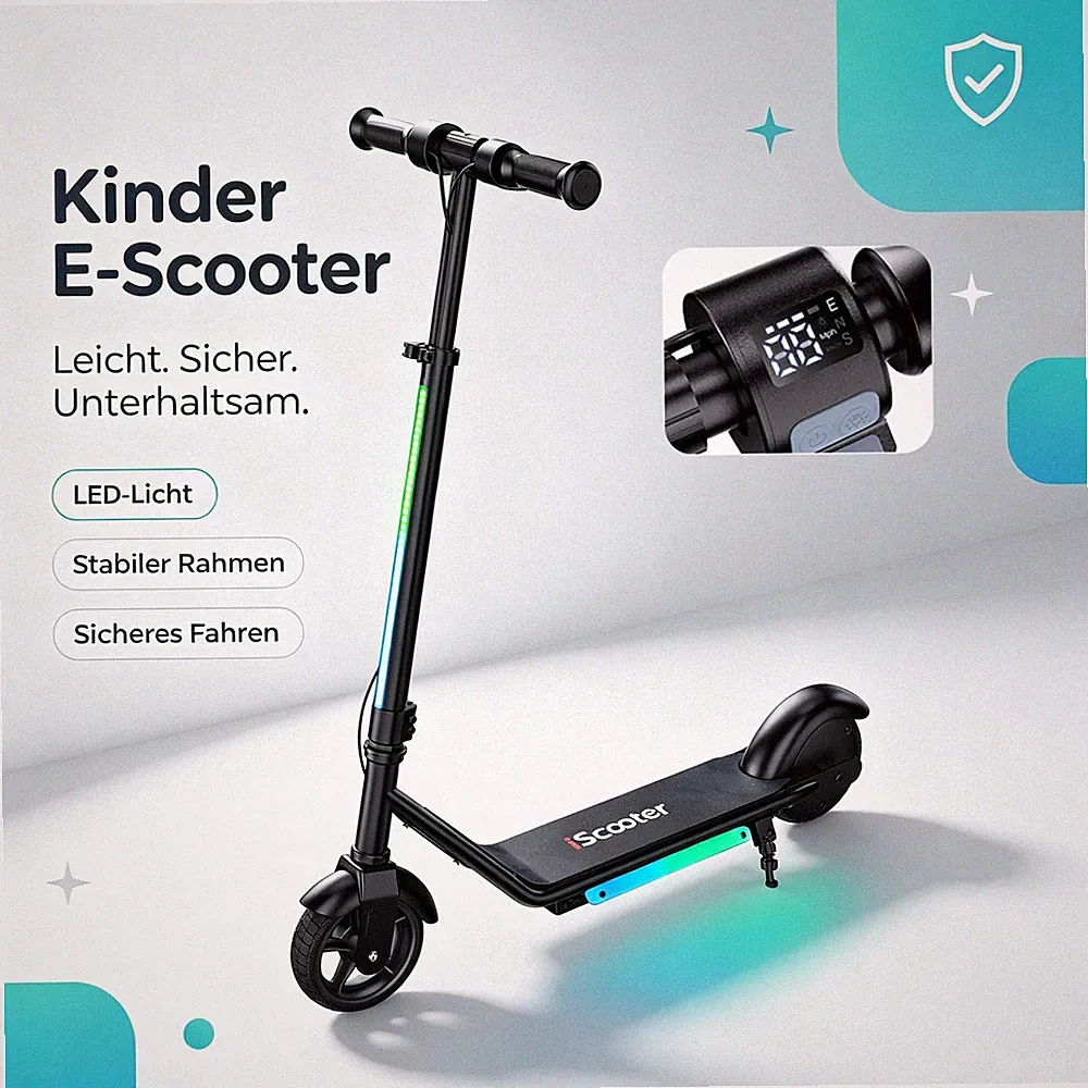 E Scooter Für Kinder 6-14 Jahren Kinderroller 16km/h Elektroroller LED E-Roller