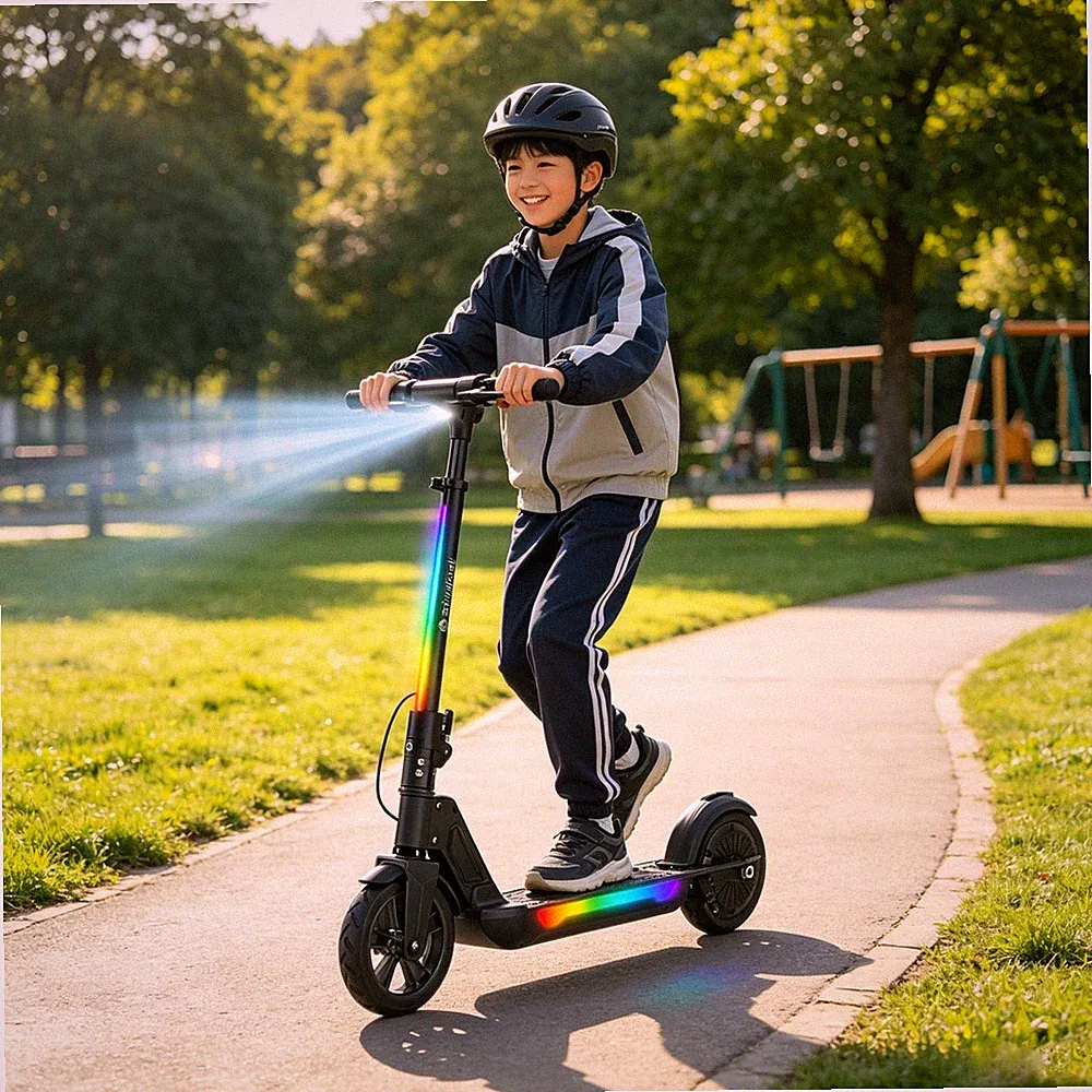 E Scooter Für Kinder Elektroroller Elektroscooter 12mph LED Faltbar Kinderroller