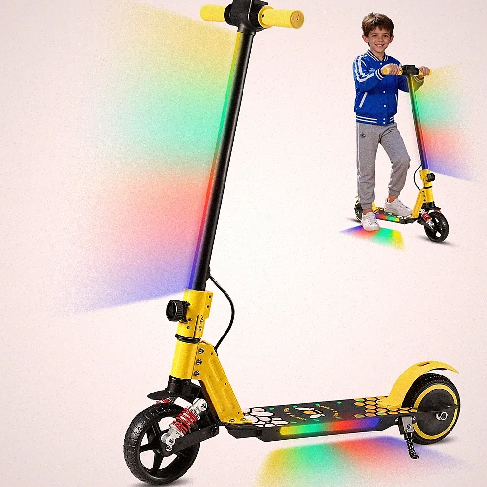 E Scooter Kinder 6-12 Jahren Elektroscooter 8Km LED 14km/h Faltbar Elektroroller