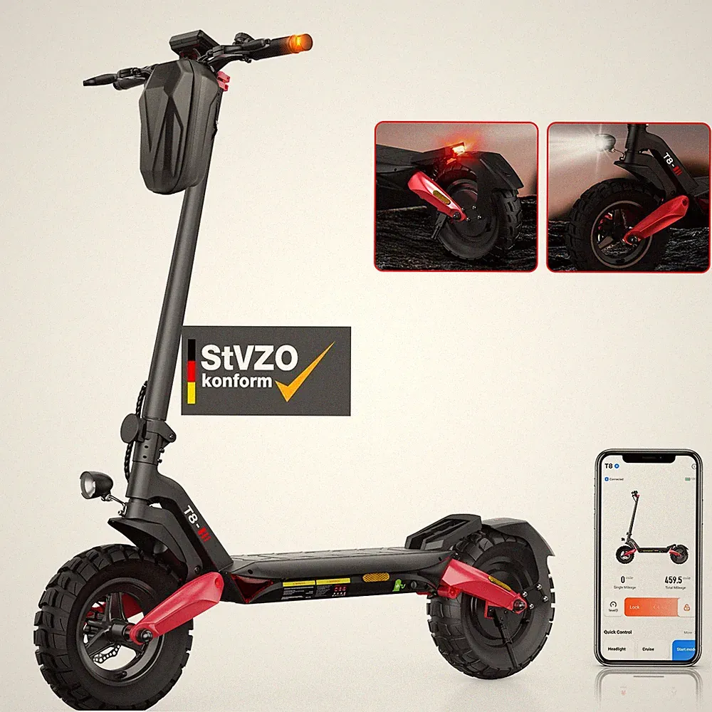 E-Scooter mit Straßenzulassung 10 Zoll Offroad Elektroroller 80-100km Reichweite