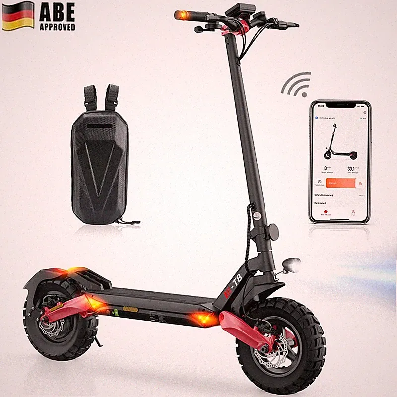 E-Scooter Mit Straßenzulassung ABE 48V 15Ah 10 Zoll Offroad Elektroroller 100KM