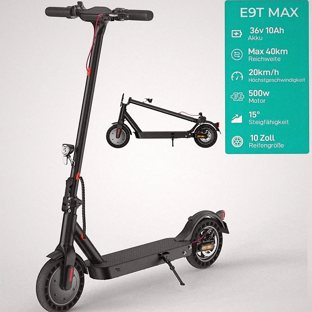 E-Scooter mit Straßenzulassung (ABE) 500W Elektroroller 10 Zoll Klappbar E9T MAX