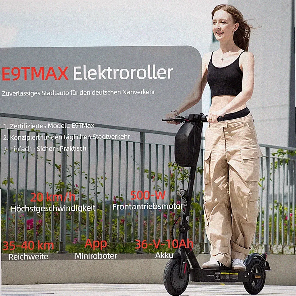E-Scooter Mit Straßenzulassung ABE Schwarz Elektroroller bis 40KM Reichweite