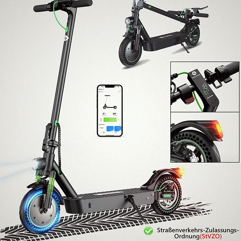 E-Scooter Mit Straßenzulassung ABE Schwarz Elektroroller bis 40KM Reichweite