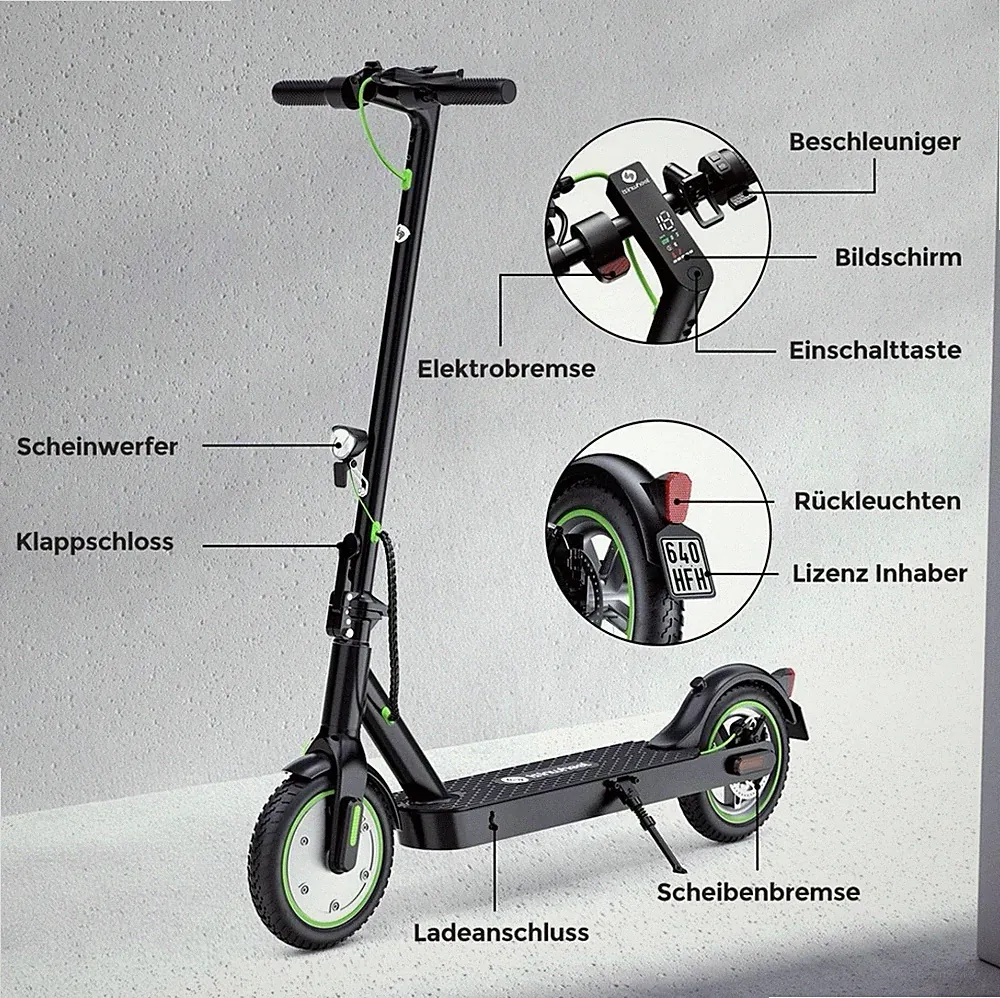 E-Scooter mit Straßenzulassung Elektroroller ABE 8,5 ZOLL Elektro Scooter + APP