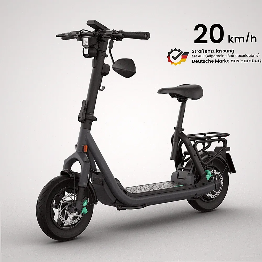 E Scooter + Sitz | Straßenzulassung | 20 km/h | 13 Zoll | 100km | Egret GTc