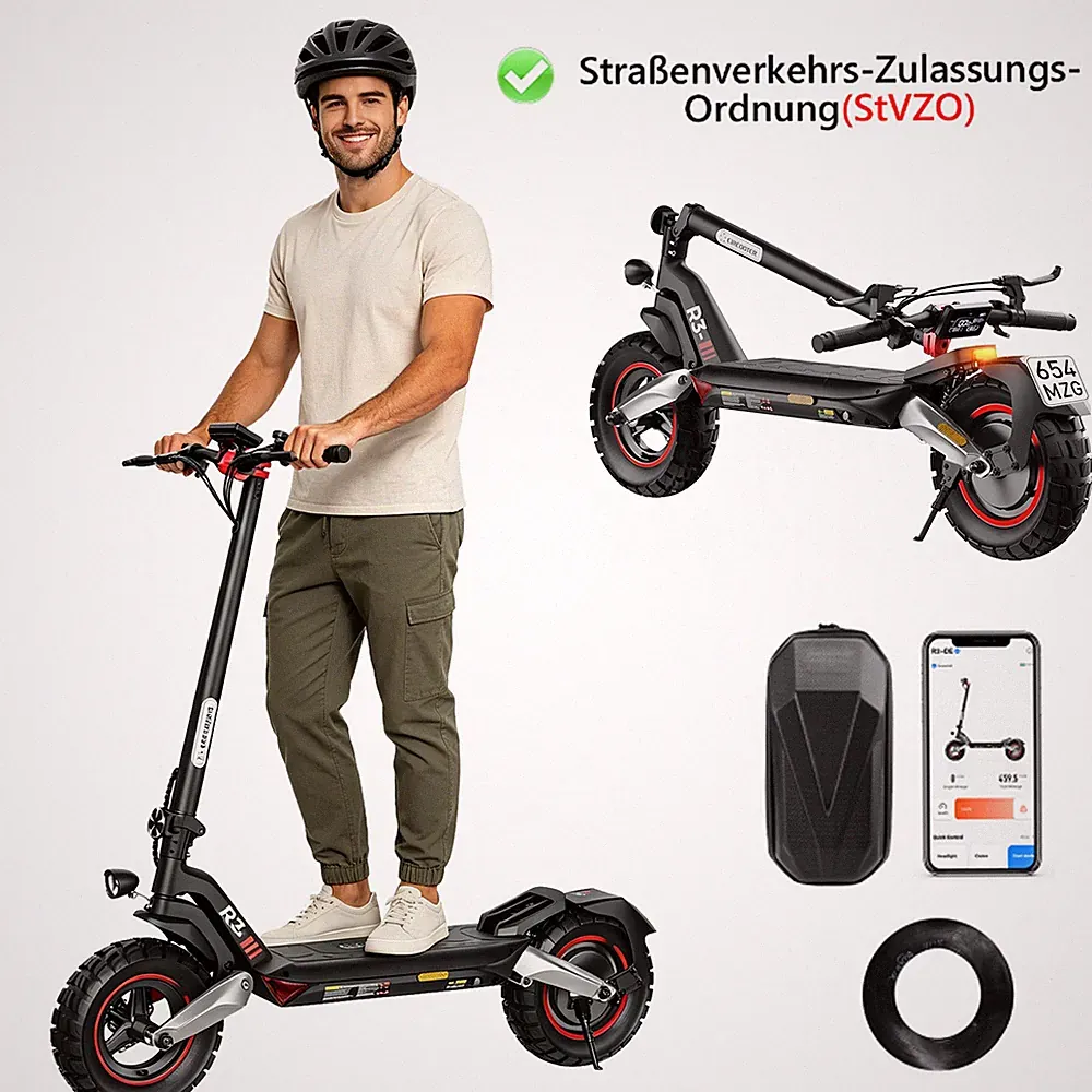 E-Scooter Straßenzulassung 48V Klappbar Elektro Roller Off-road bis 100KM 200KG