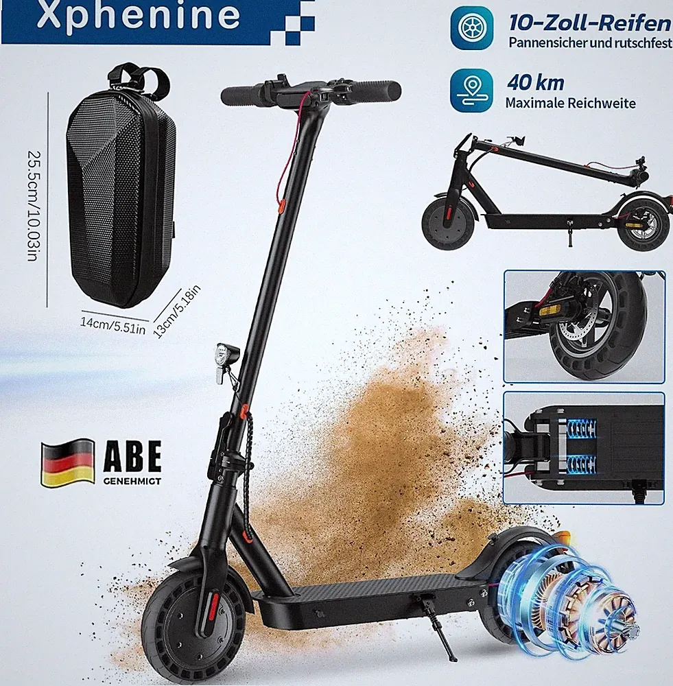 E9TMax 10'' E-Scooter mit Straßenzulassung Off-road Elektroroller E Roller 40km