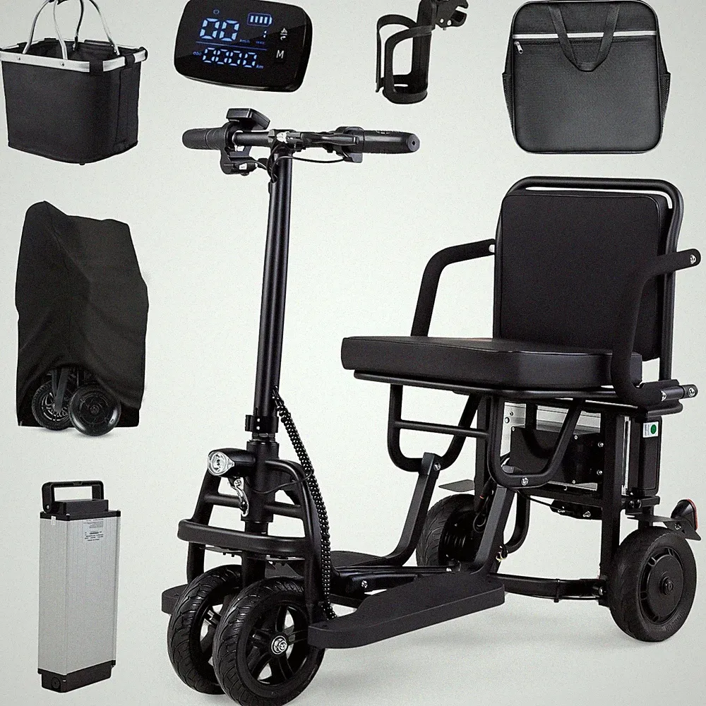 Elektrischer Mobilitätsroller 4-Rad, Tempomat, Senioren Elektro Roller,LED Licht