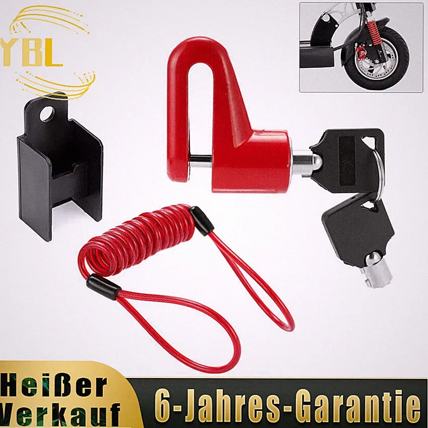Elektro Roller Diebstahl Schloss Scheibenbremse Radschloss für Xiaomi M365 Rot