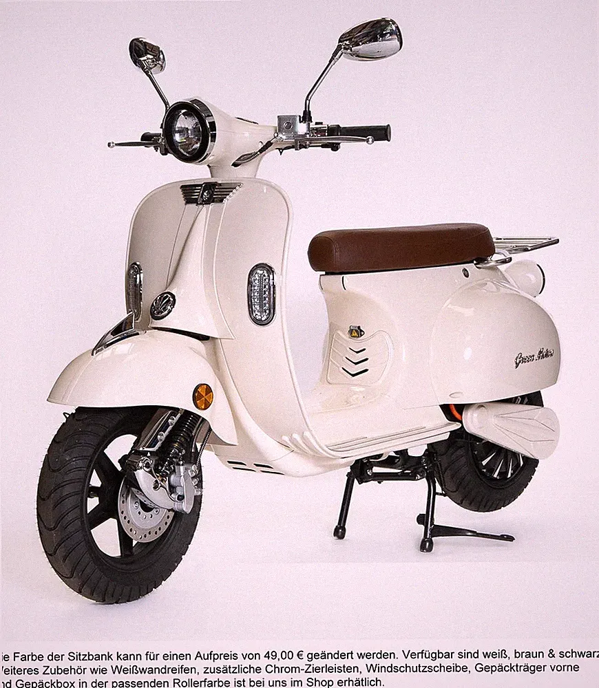 Elektro Roller Retro Vespa Style 3000W Reichweite 100km Vmax 45km/h creme NEU