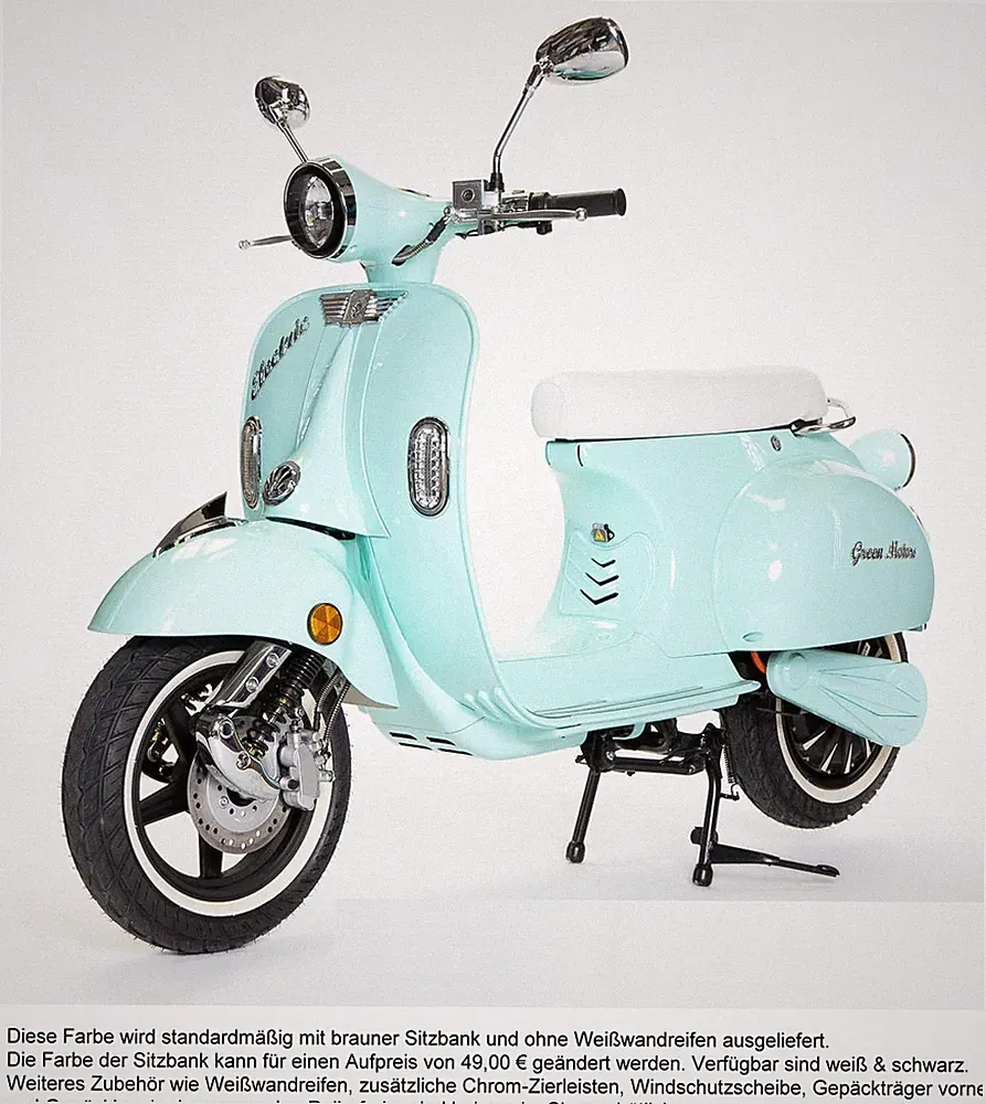 Elektro Roller Retro Vespa Style 3000W Reichweite 100km Vmax 45km/h mintgrün NEU