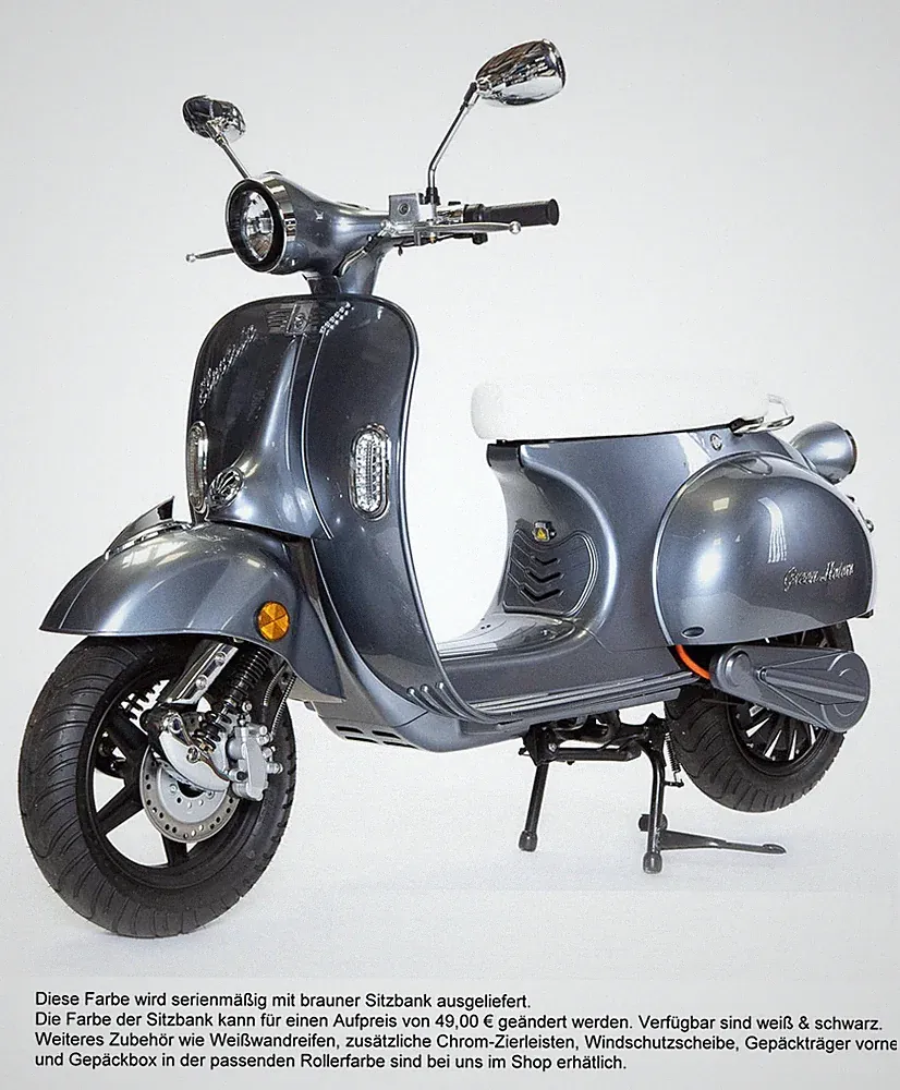 Elektro Roller Retro Vespa Style 3000W Reichweite 100km Vmax 45km/h silber NEU