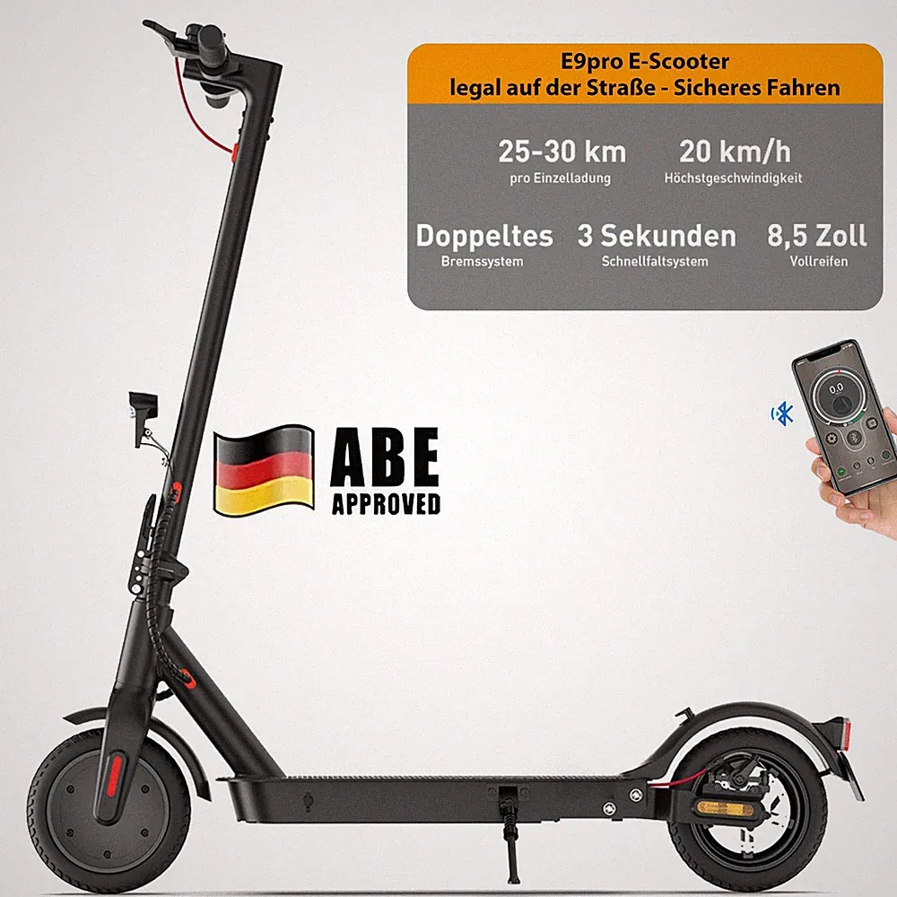 Elektro Scooter mit Straßenzulassung Faltbar E-Scooter Elektroroller Bis 30KM