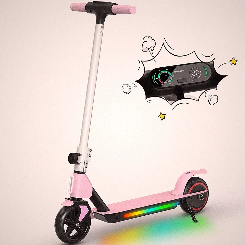 Elektro Scooter Rosa Für Kinder Alter 6-12 Kinderroller Klappbar Elektroroller