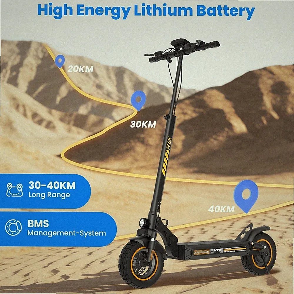 Elektroroller 1000W 10" Off-road Tyre Elektro-Scooter 10AH E-roller 45km/h APP