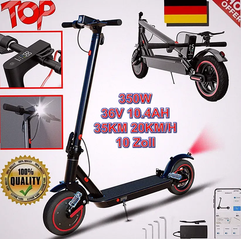 Elektroroller 350W 10.4AH 35KM E-Scooter Akku Elektro Scooter mi APP Faltbar LCD
