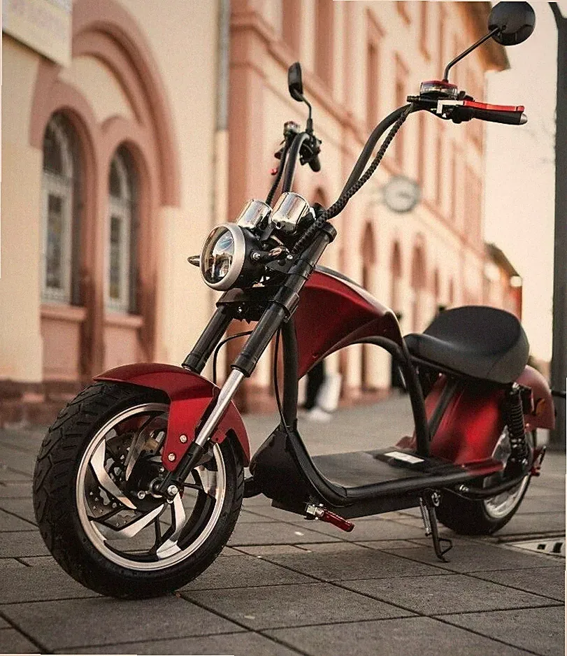 Elektroroller E-Scooter mit Straßenzulassung Chopper 2000 Watt 200 kg Rot Coco