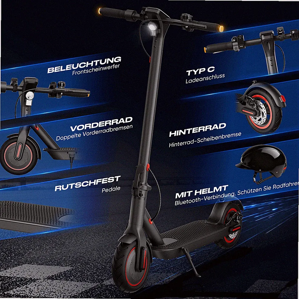 Elektroroller Faltbar 7.8AH E-Scooter Intelligenter Helm USB-C Aufladen Nein ABE