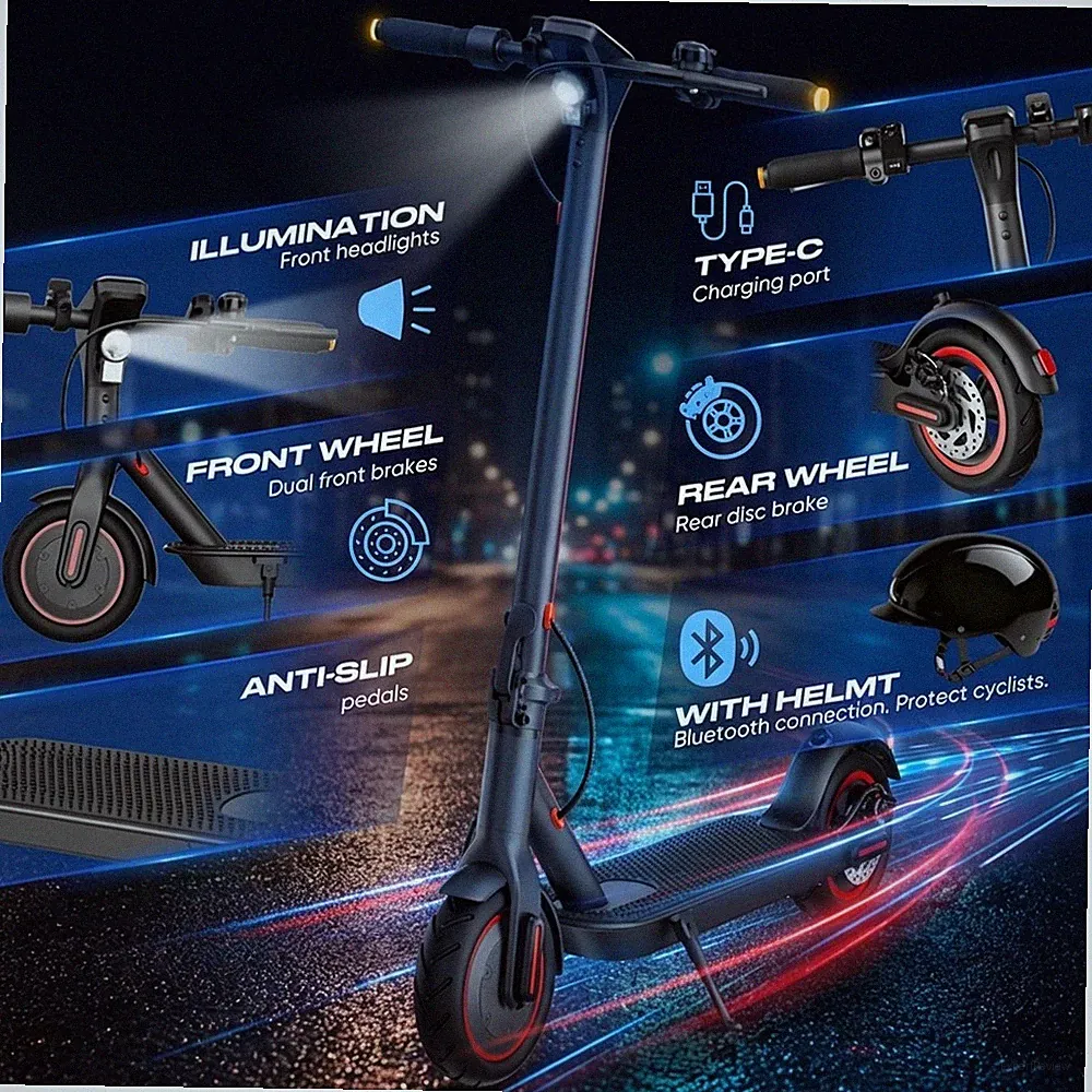 Elektroroller Faltbar 7.8AH E-Scooter Intelligenter Helm USB-C Aufladen Nein ABE