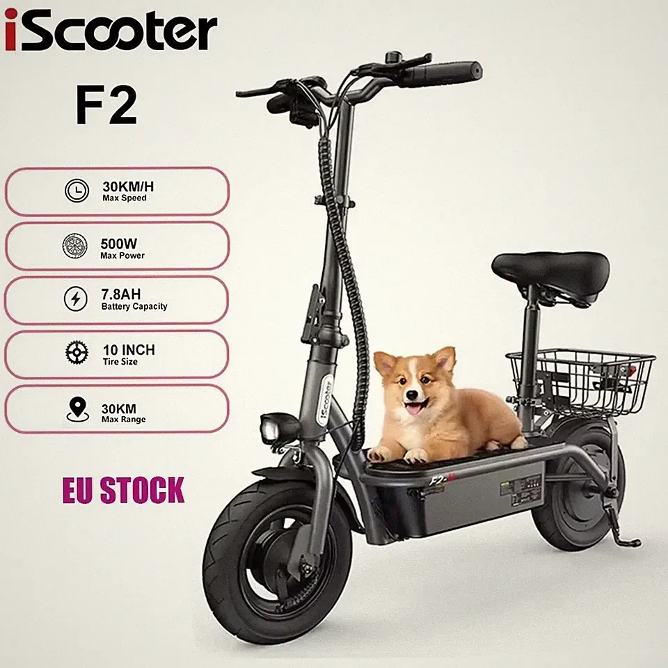 Elektroroller Faltbar iScooter F2 500W 7.8AH 10" Offroad E-Scooter 30KM/H +Korb