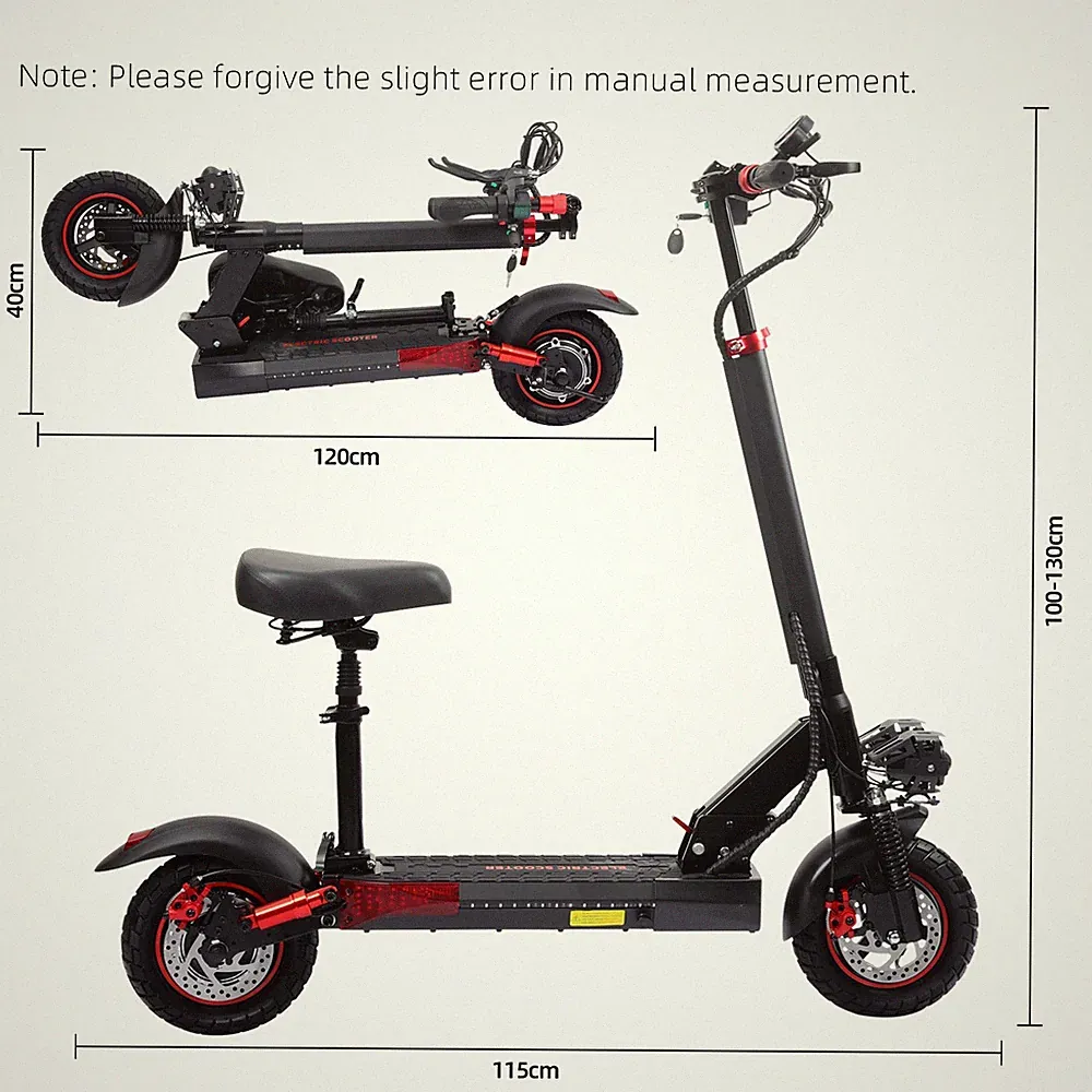 Elektroroller für 10'' 48V/15Ah Erwachsene Klapprad E-Roller Faltbarer E-Scooter