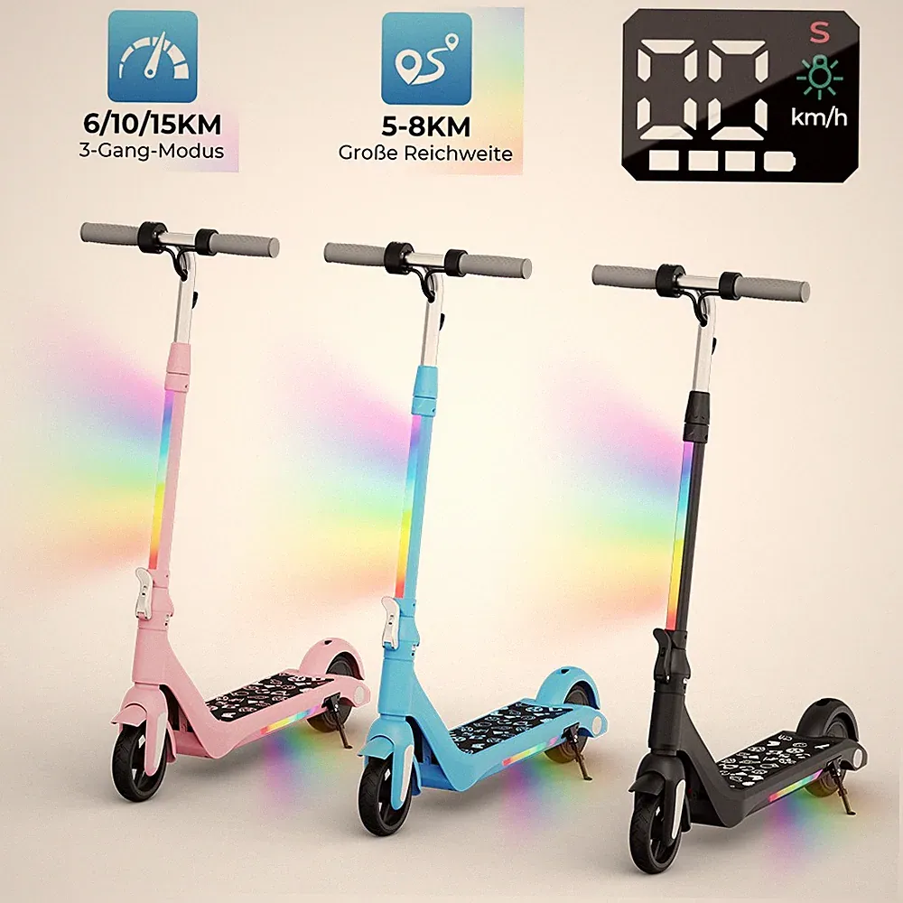 🛴Elektroroller Für Kinder 6-12 Jahre Klappbar Elektroscooter LCD-Anzeige 15km/h