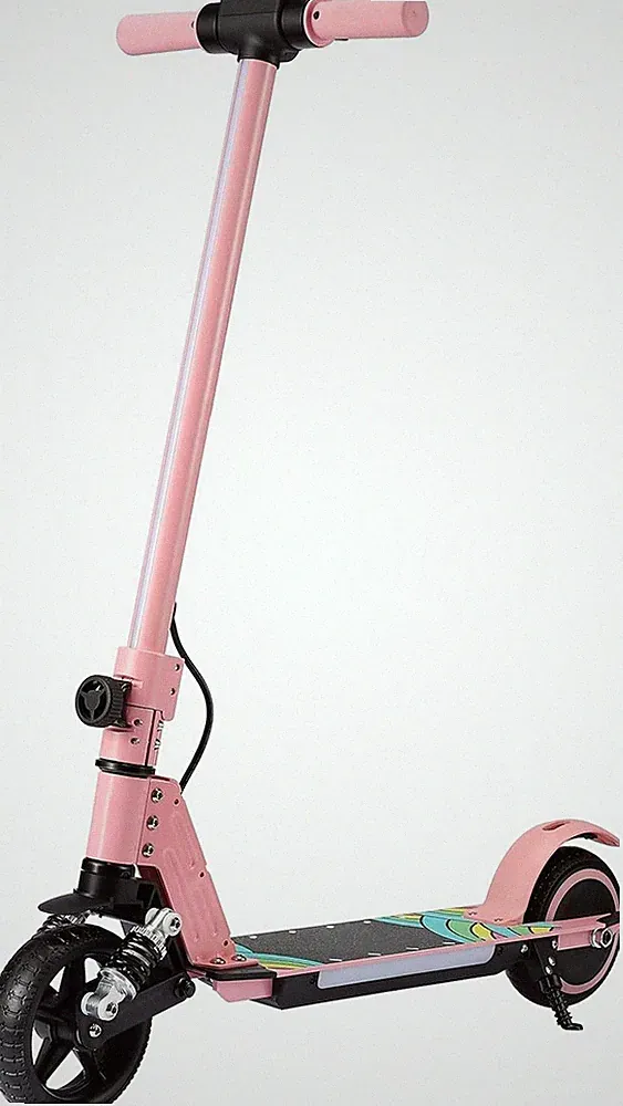 Elektroroller für Kinder, Faltbares Kinderscooter mit LED-Beleuchtung, rosa