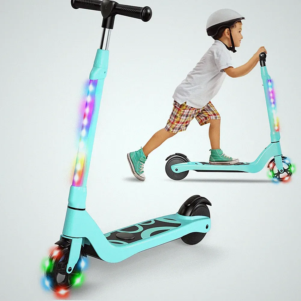 Elektroroller für Kinder von 6 bis 8 – 10 – 12 Jahren, mit Buntem LEDLicht un...