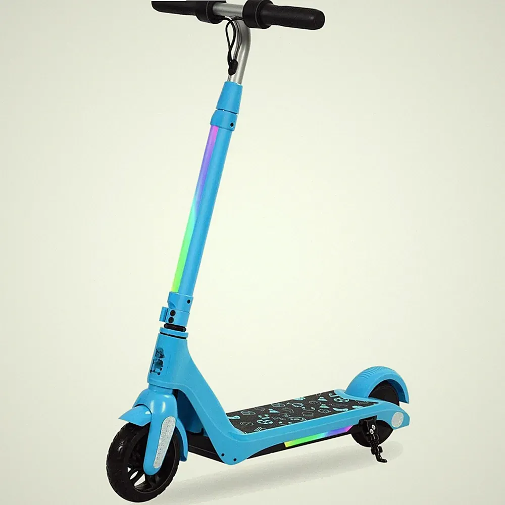 Elektroroller Kinder 6-12 Jahre LED Display Aluminium E-Scooter blau