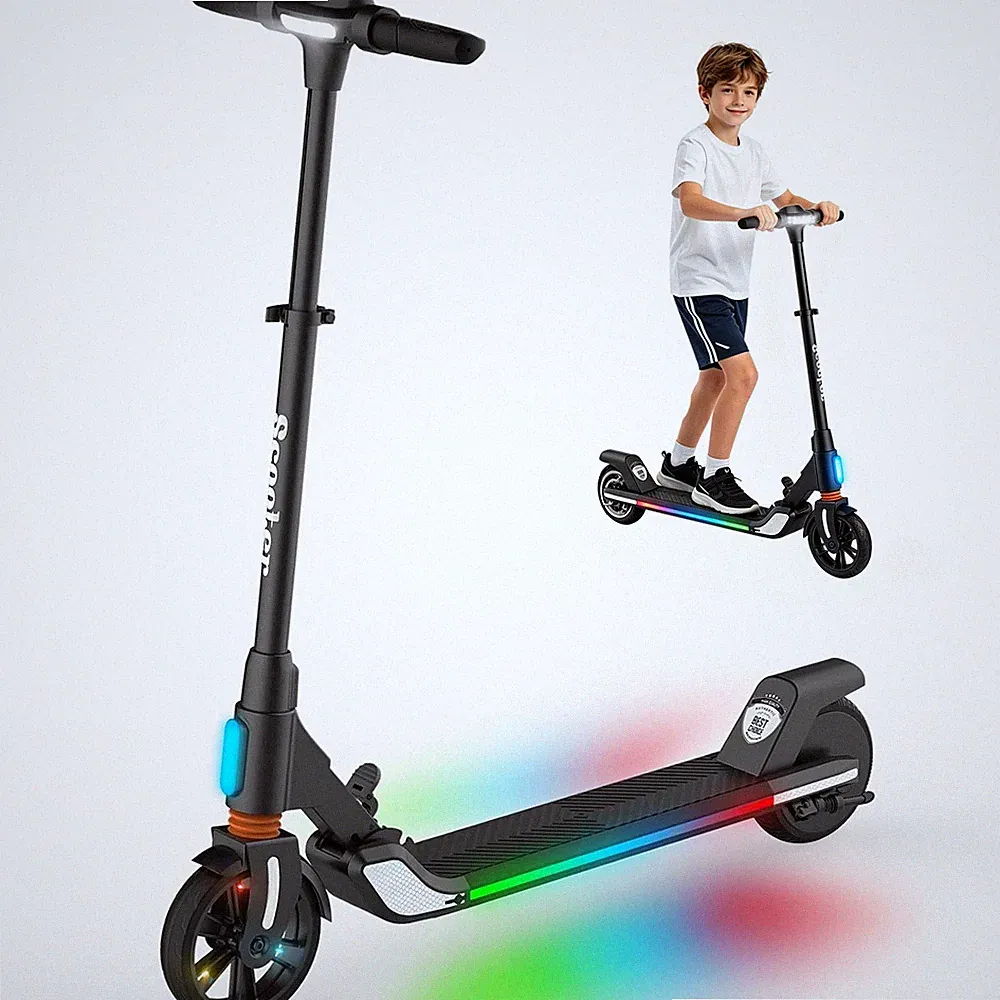 Elektroroller Kinder 6-16 Jahren Faltbar Elektroscooter 20KM E Scooter Schwarz
