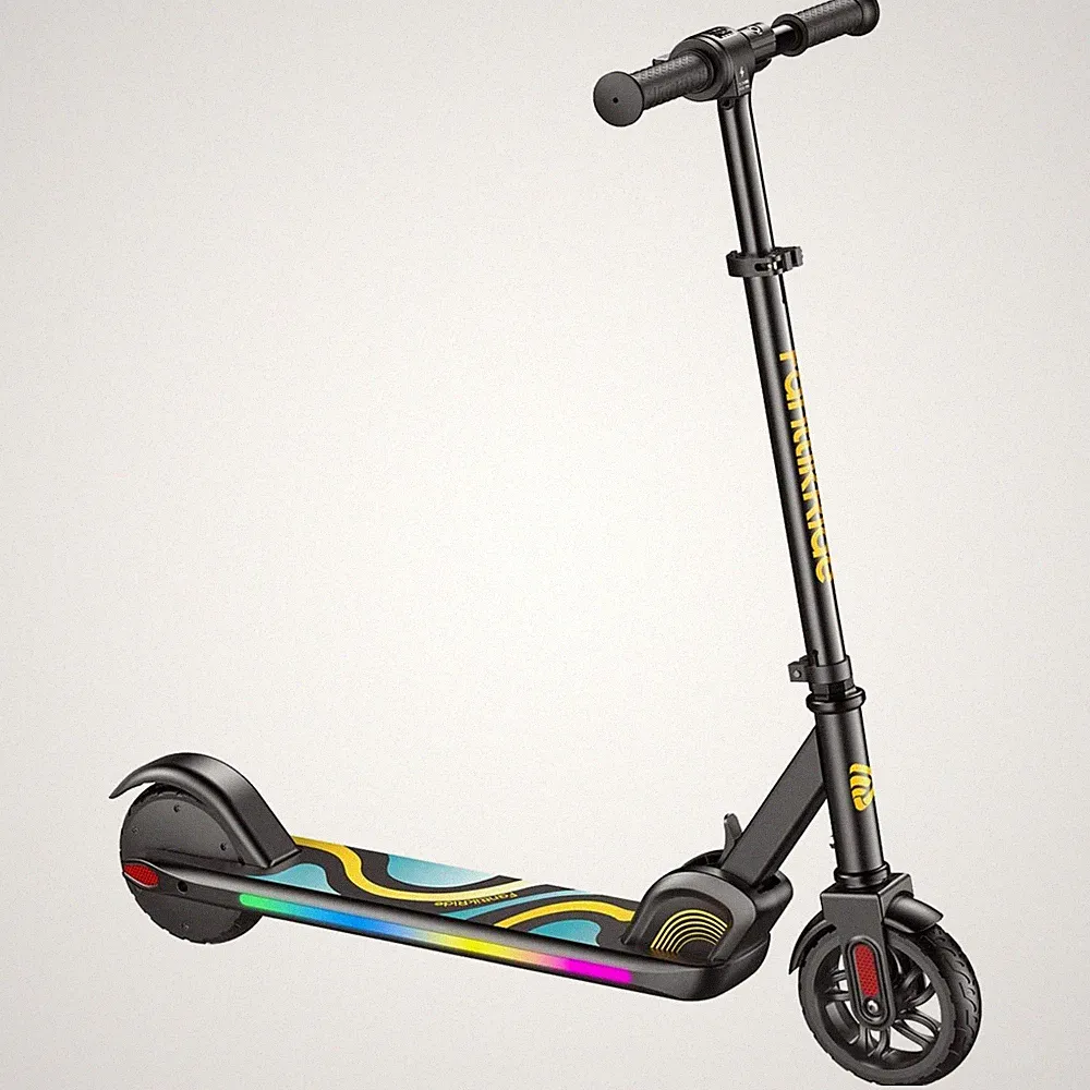 Elektroroller Kinder 8-12 J. Regenbogenlichter, 8/12/16 km/h, 8 km Reichweite