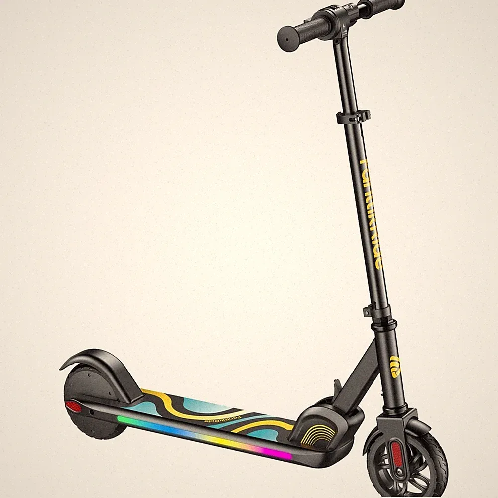 Elektroroller Kinder 8-12 Jahre, Regenbogenlichter, faltbar, LED, 8 km/h