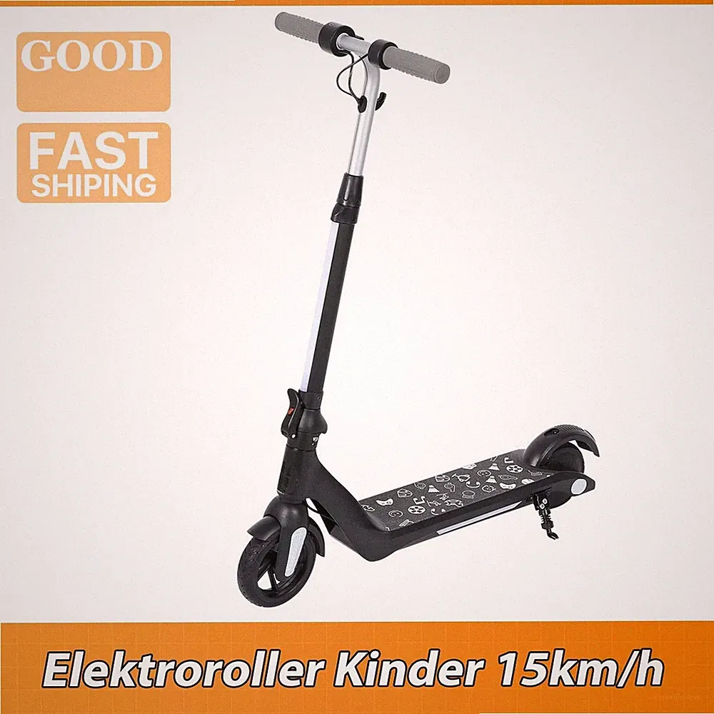 Elektroroller Kinder Elektroscooter Elektro Roller 8KM Schwarz Alter 15km/h
