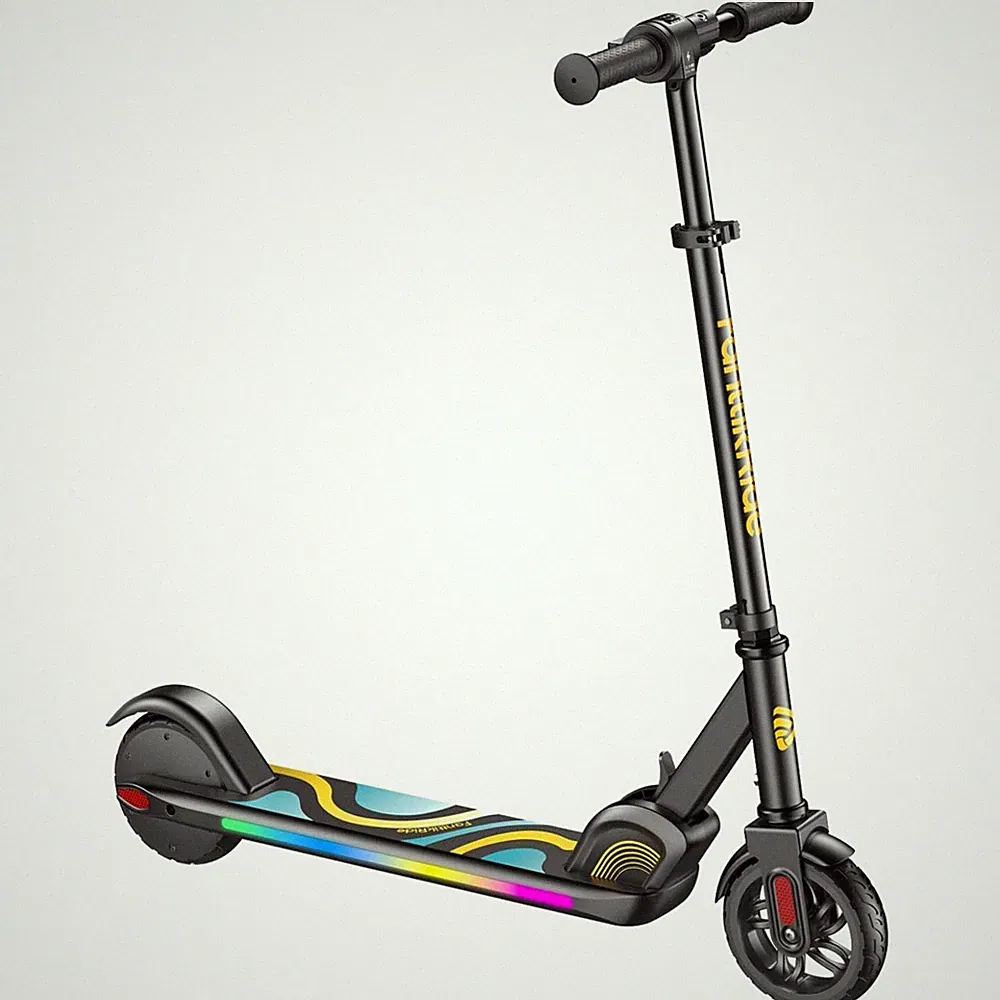 Elektroroller Kinder, Regenbogenlichter, 8/12/16 km/h, Faltbar, Gummi-Reifen