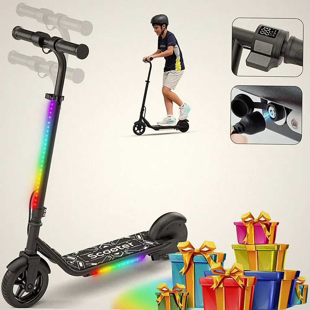 Elektroroller Kinder Schwarz E Scooter Für kinder 6+ Jahren 16km/h Kinderroller