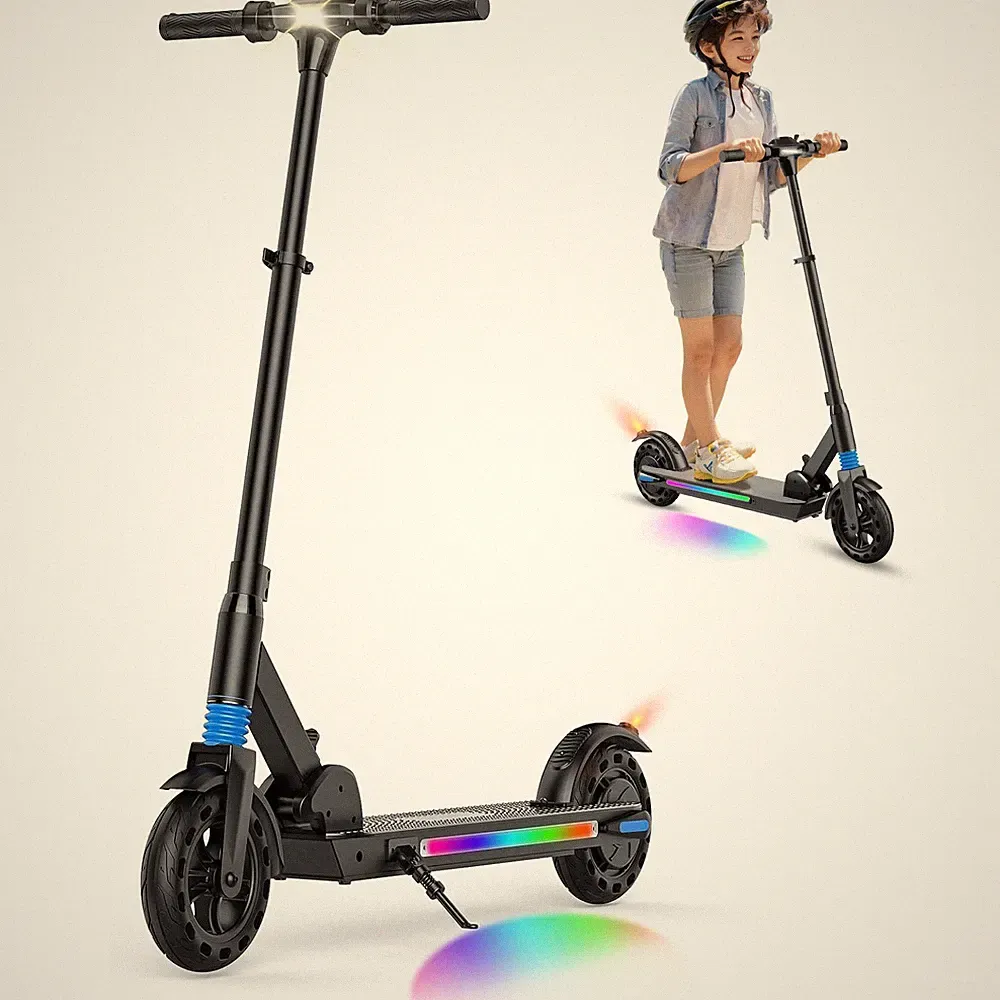 Elektroroller Kinder Von 10-16 Faltbar 8Zoll 250W LED 20Km Jugendliche E-Scooter