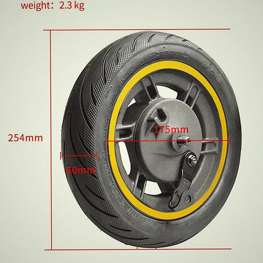 Elektroroller Vorderrad Reifen 254x60MM Nabe Trommelbremse Tubeless Reifen