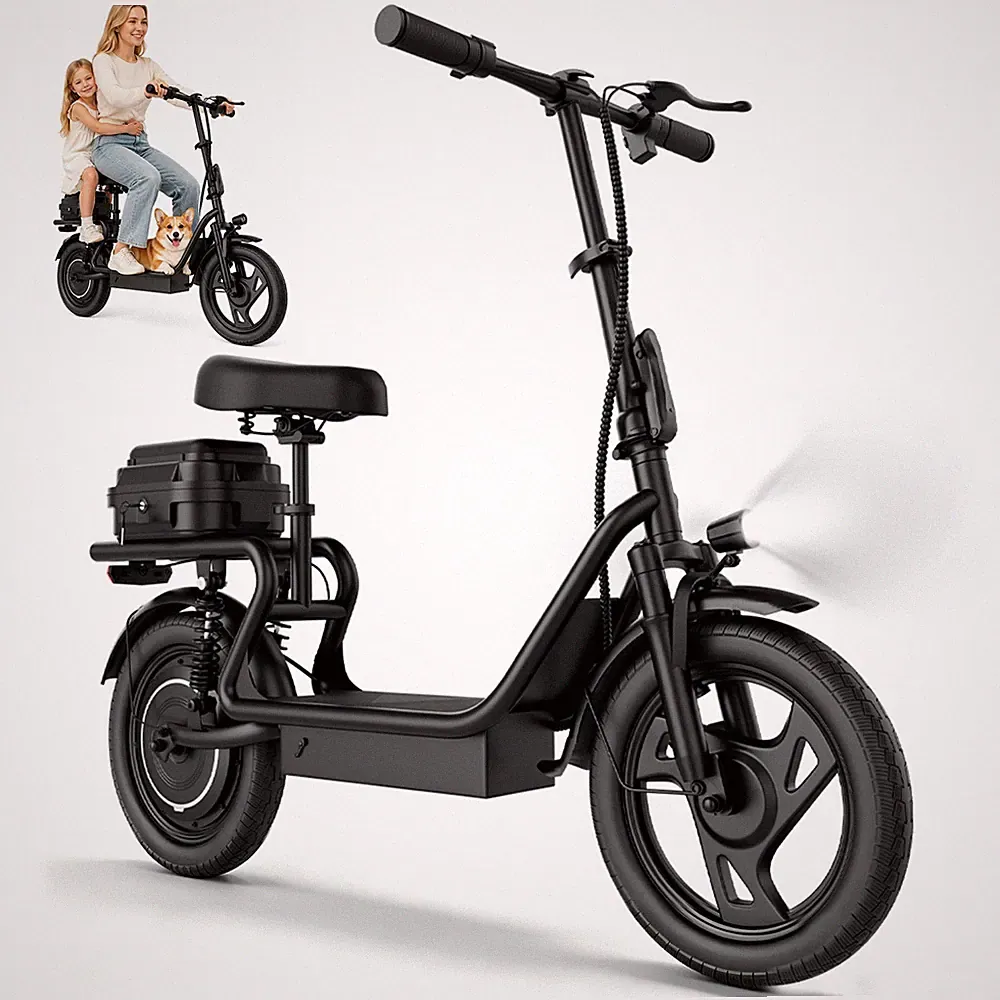 Faltbarer Elektroroller 48V 15Ah 40km 14 Zoll Offroad-E-Scooter mitSitz + Box