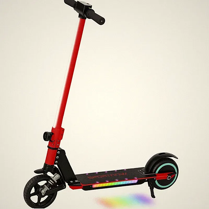 Faltbarer Elektroroller für Kinder, mit Doppelbremsen, Vorderradfederung, LED Colou