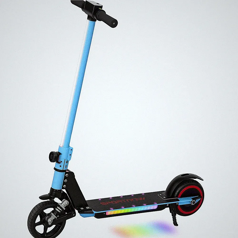 Faltbarer Elektroroller für Kinder, mit Doppelbremsen, Vorderradfederung, LED Colou