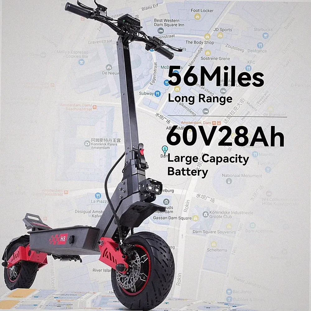 Freeboy H8 E-Scooter 11'' Elektroroller 6000W 40Ah Bis 75 km/h Off-road E-Roller