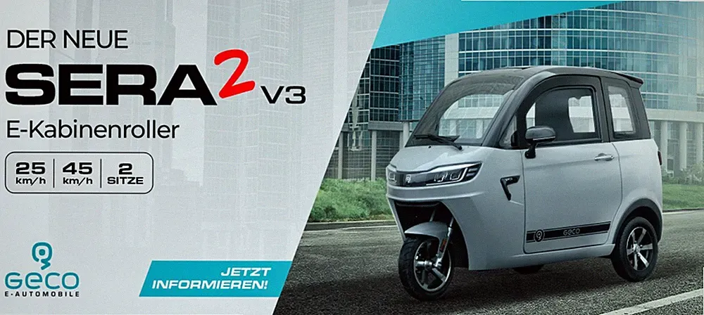 Geco Sera2 V3 3KW Kabinenroller Mofa 25-45 km/h Elektro Roller Elektroauto