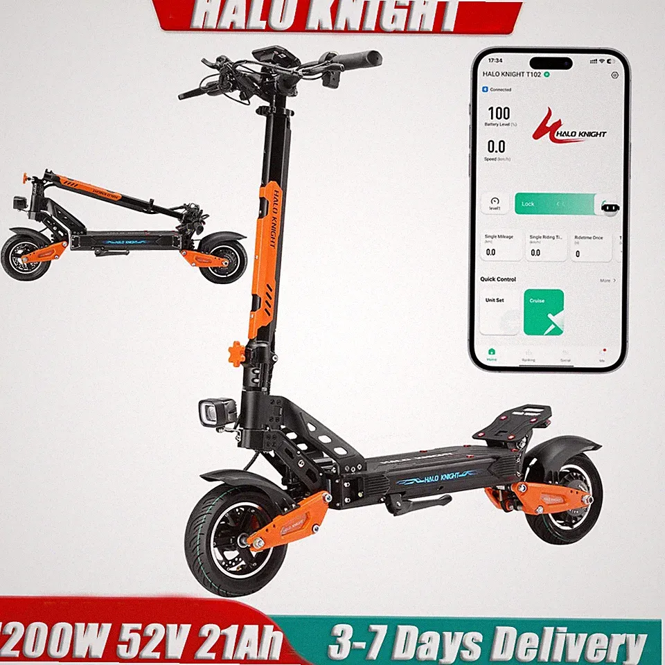 Halo Knight T102 1200W E-Scooter 52V 21Ah 10 Zoll Off-road Elektroroller 50km/h