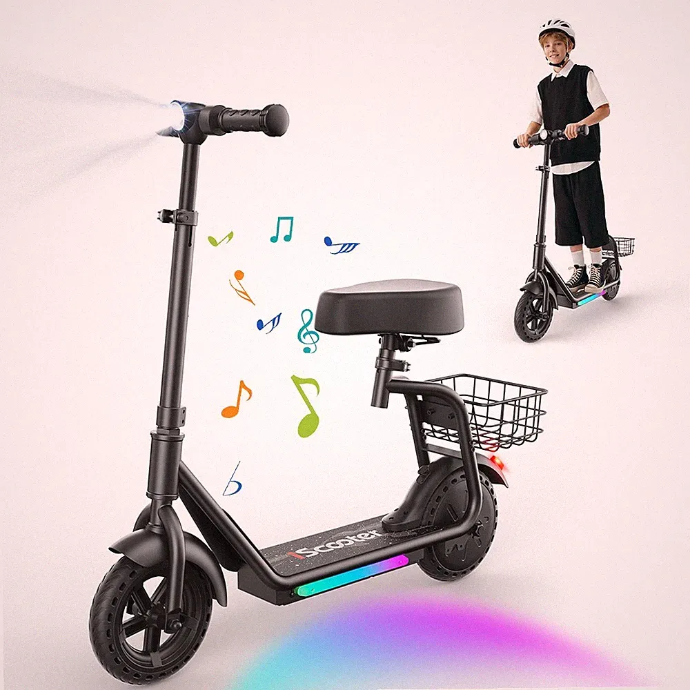 iK7 Elektroroller 2in1 250W 20km/h Kinder mit abnehmbarem Sitz & Korb E-Scooter