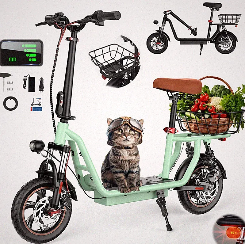 iScooter 12'' Elektroroller mit Korb Vollfederung E-Scooter 500W 7,8Ah E-Roller